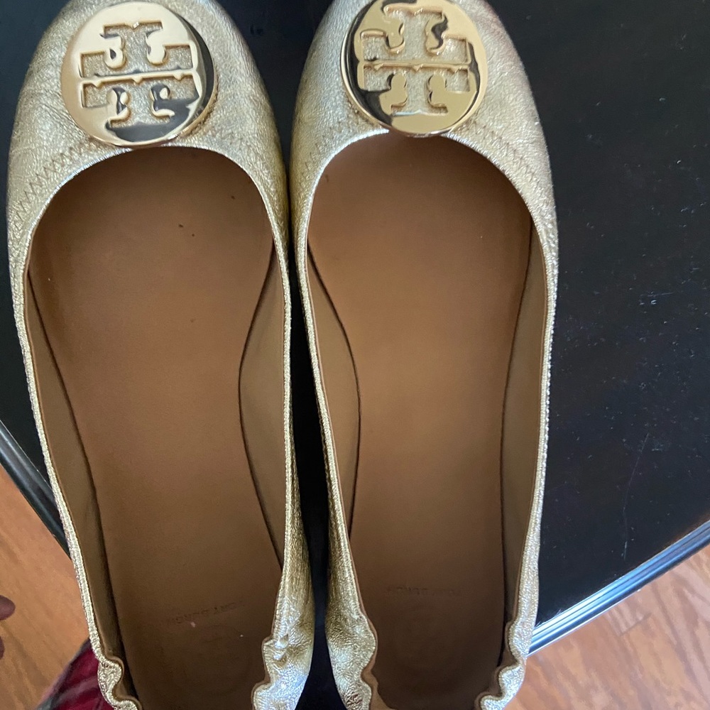 Tory Burch gold flats